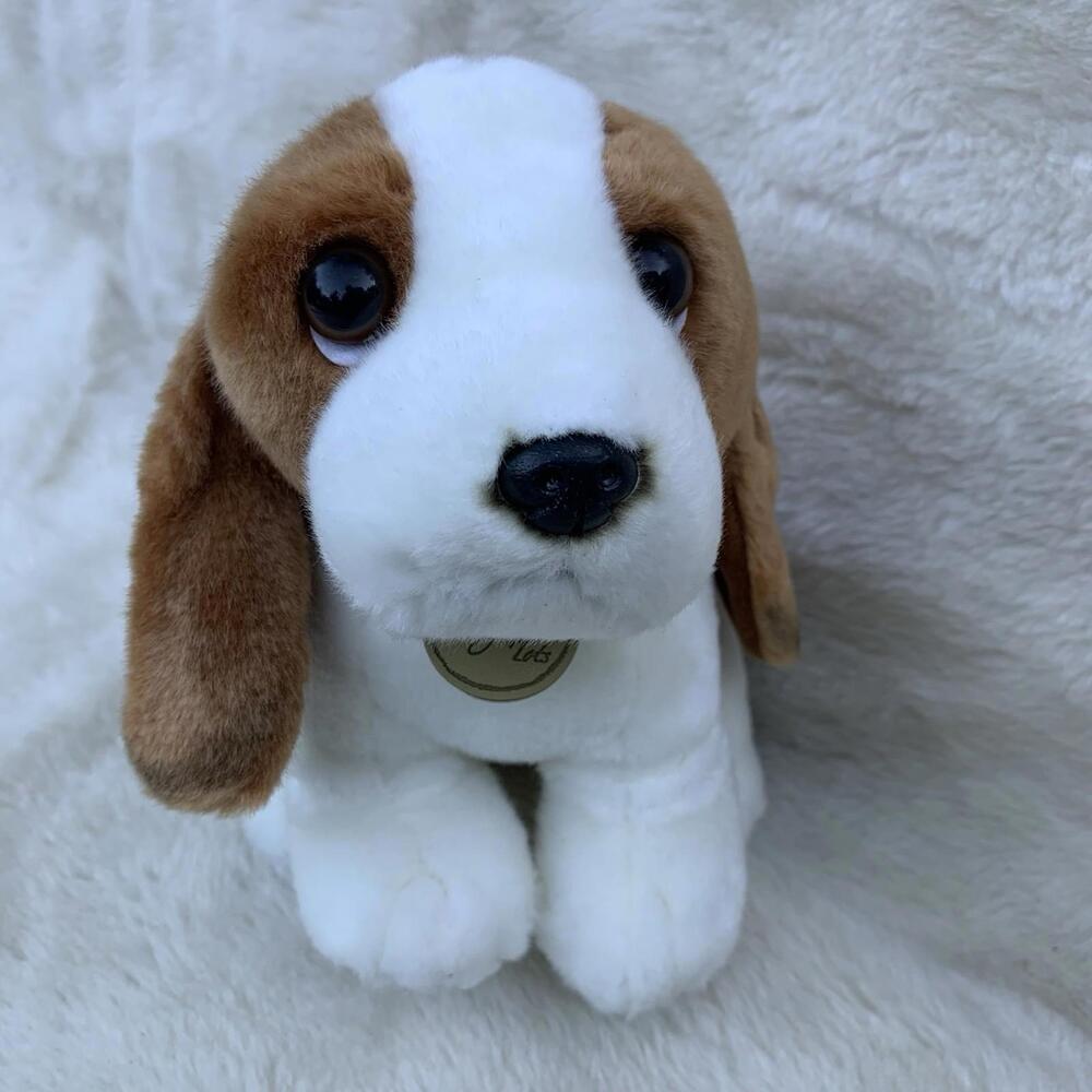 Aurora Miyoni Tots Basset Hound Dog Plush Stuffed 9” Brown White Puppy Toy